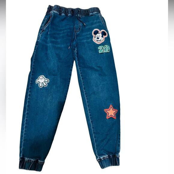 Disney Her Universe Women's Embroidered Patches Jogger Denim Pants Size S NWOT - Picture 1 of 6
